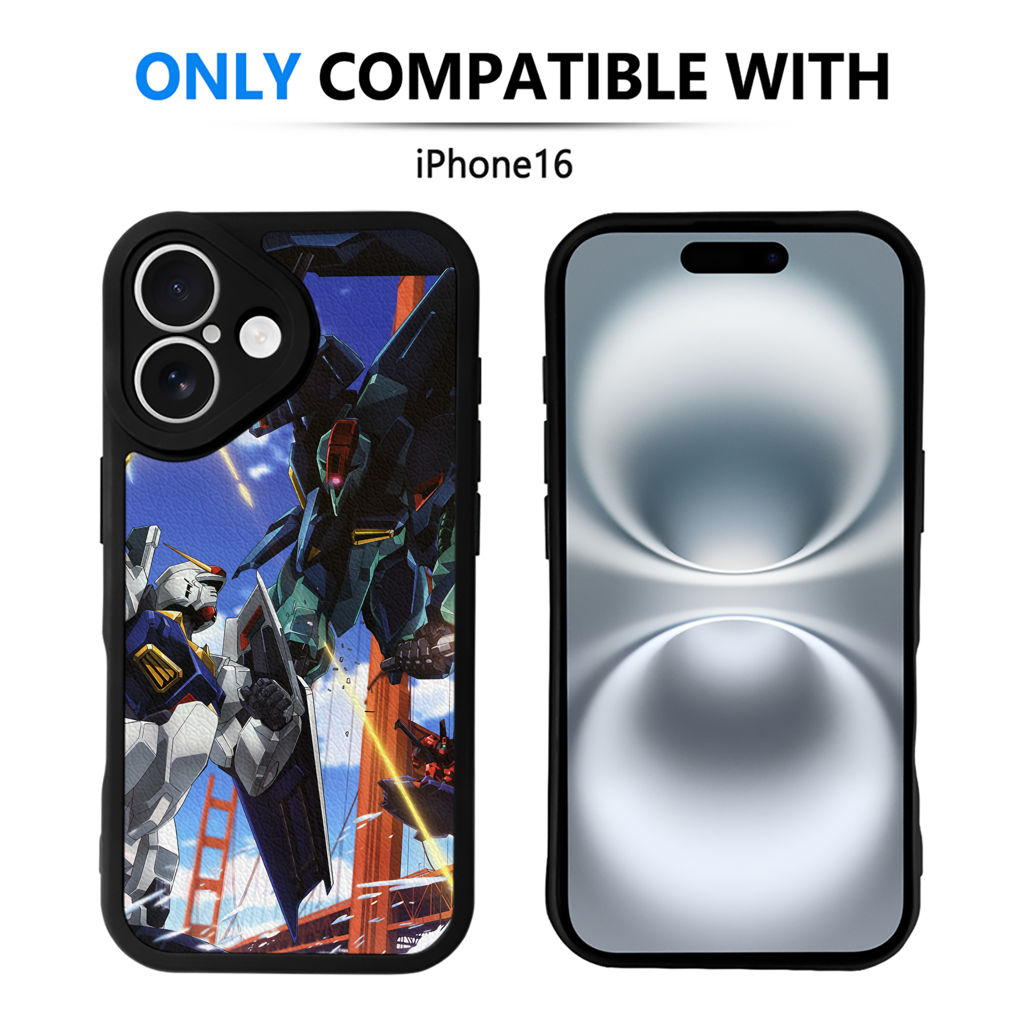 （画像用） 機動戦士ガンダム Mobile Suit Gundam 【iPhone 16シリーズ対応】シリコンスマホケース（レザー調） 材質：シリコン